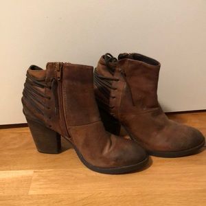 Brown leather booties